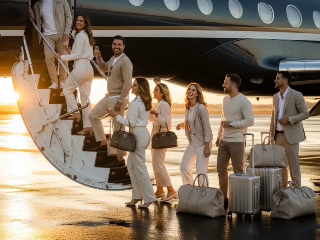 group event charters friends boarding private jet charter