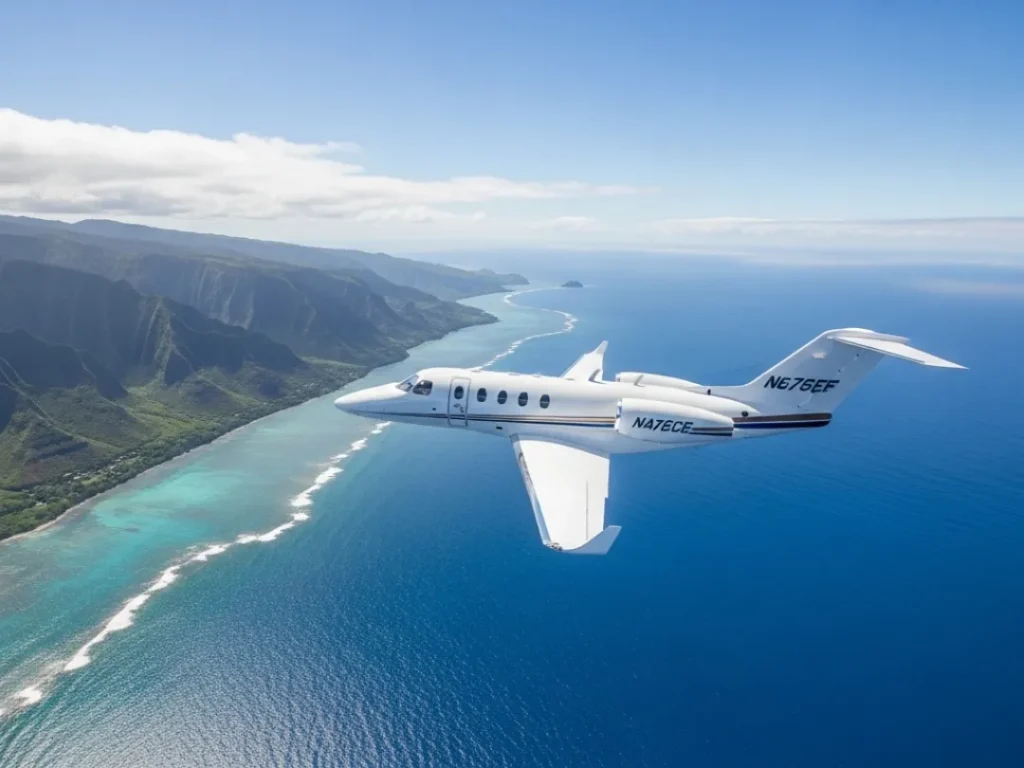 inter island flights cessna over hawaii coastline